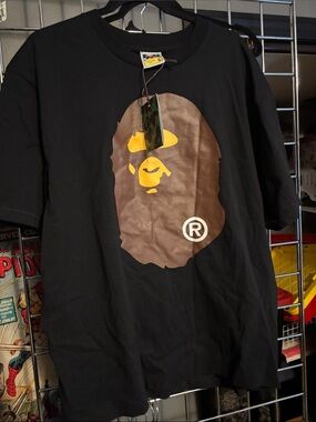 Bape Black Tee with Brown Ape Head Logo